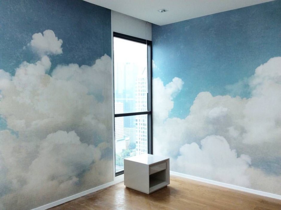 Облака на стене краской