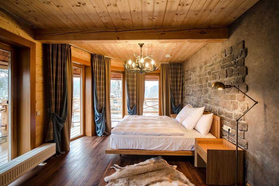 Интерьеры альпийских Шале спальни