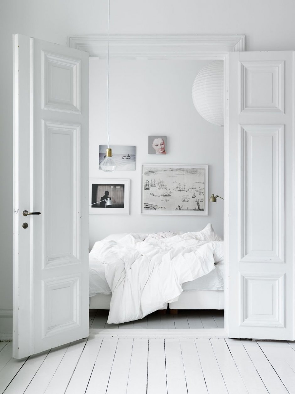 Спальня в скандинавском стиле белая