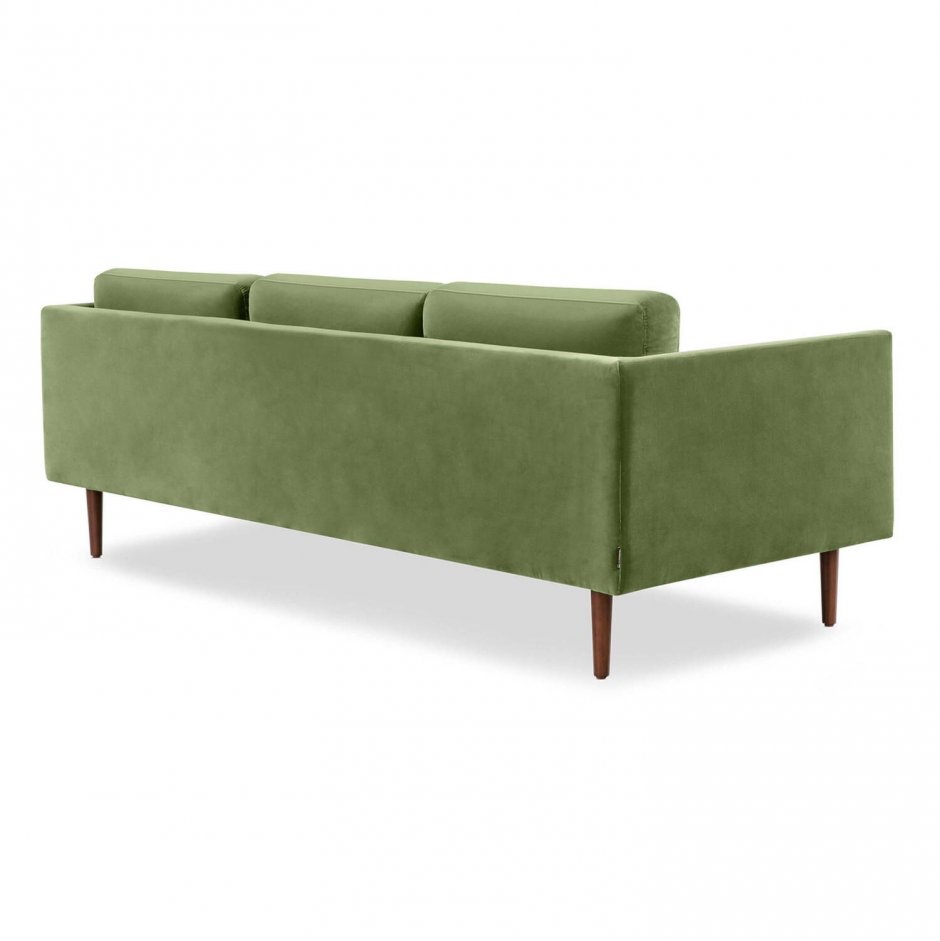 Зеленый диван на деревянных ножках