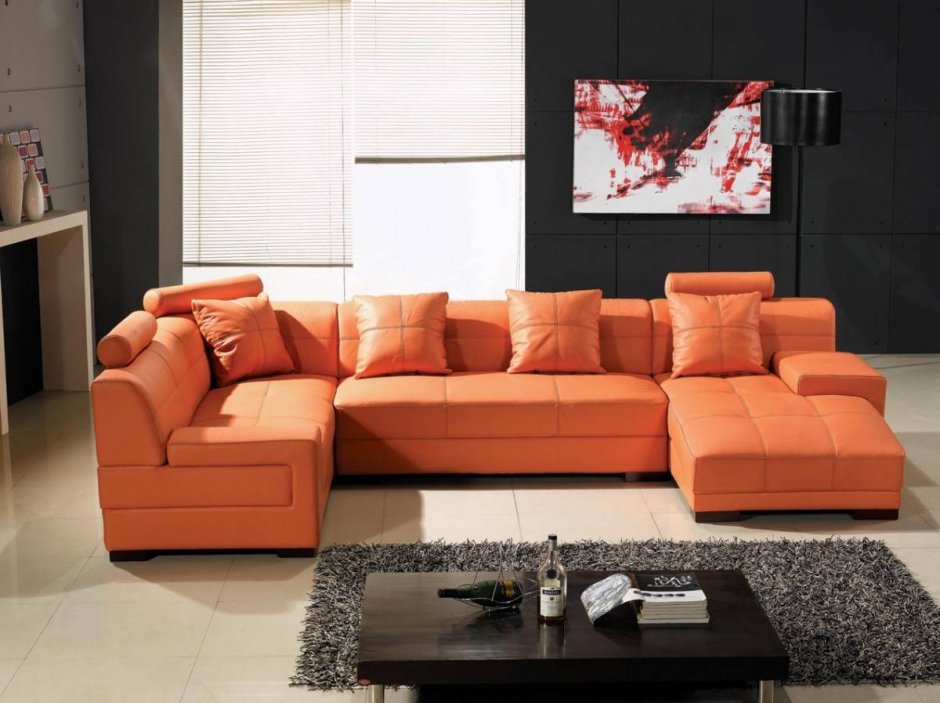 Оранжевая мебель в интерьере