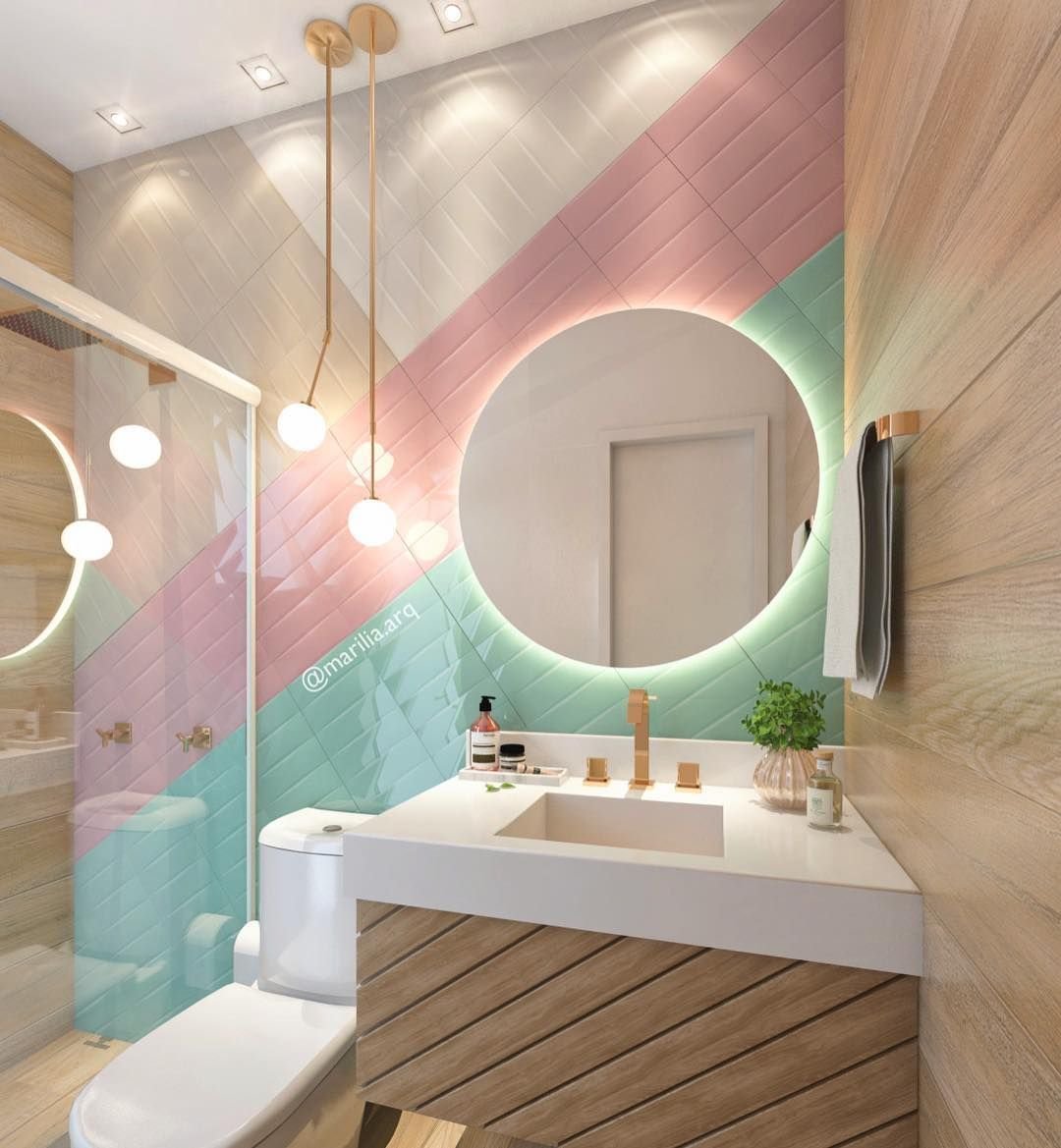 нежный дизайн ванной комнаты