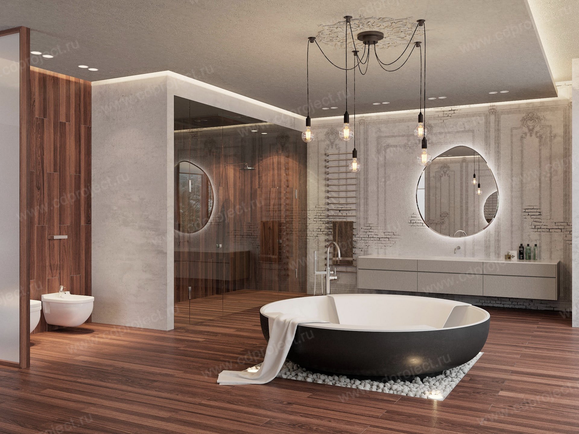 Дизайн ванной комнаты огромной