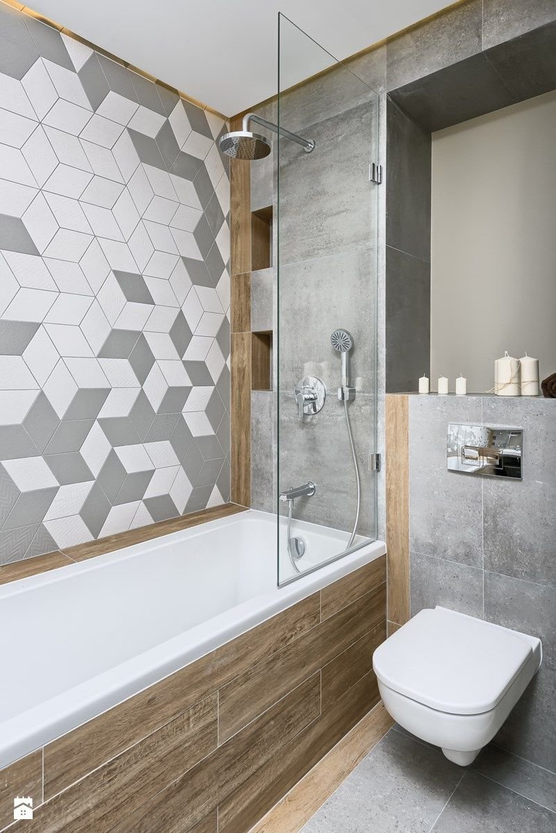 Ванная комната с шестигранной плиткой