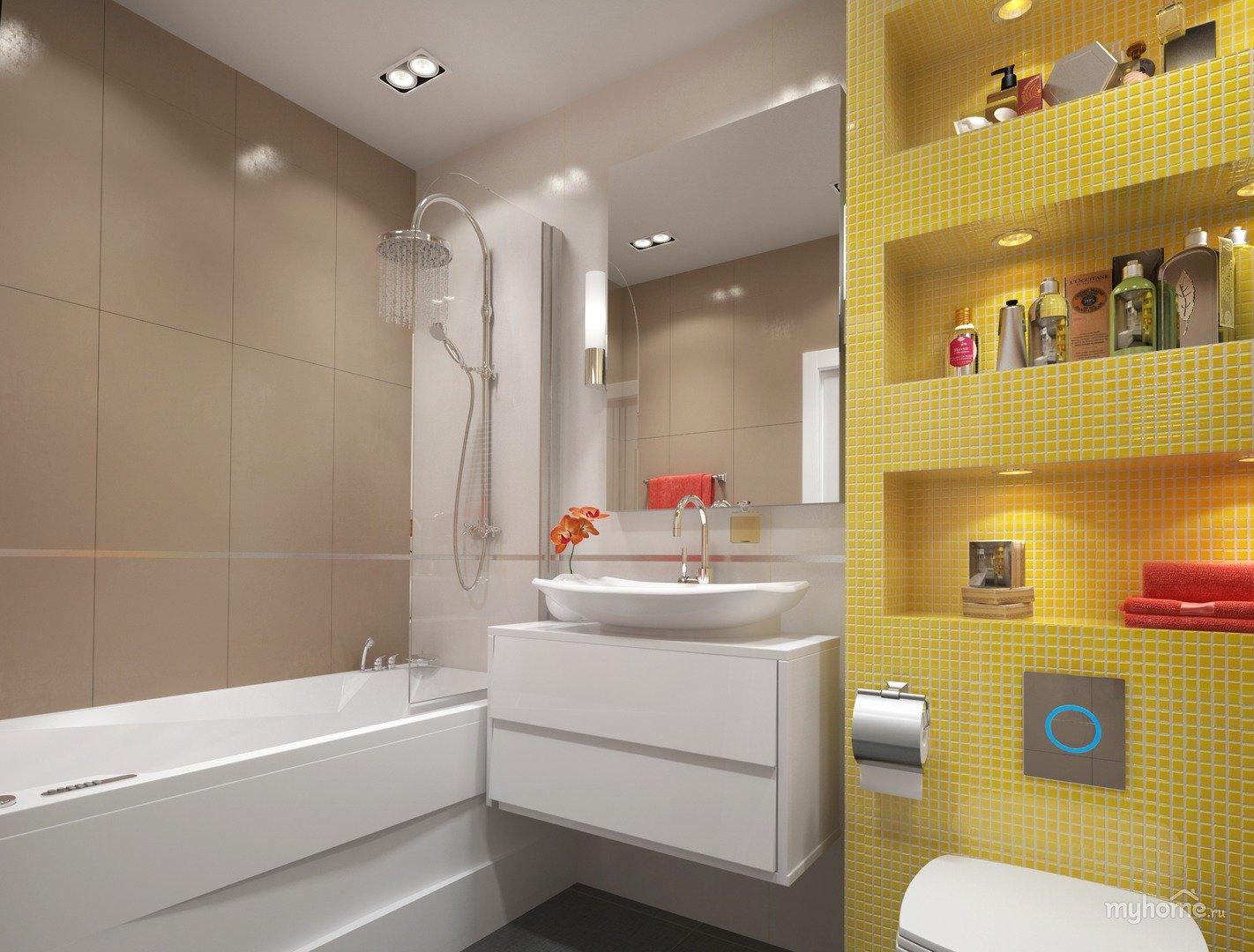 Маленькая ванна с унитазом. Дизайнерские решения для ванной комнаты. Идея ванной комнаты с туалетом. Небольшая ванная комната. Интерьер небольшой ванной комнаты.