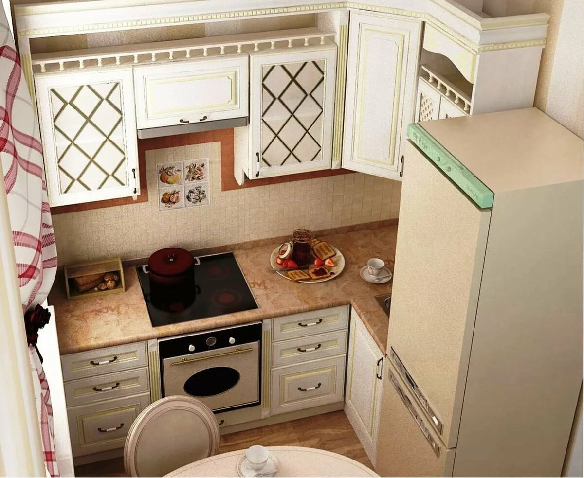 Очень Маленькие Кухни С Холодильником Фото