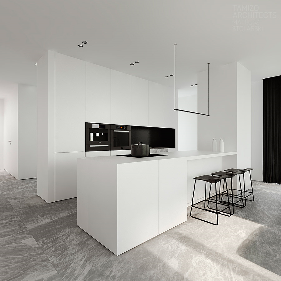 Белая кухня в минималистическом стиле