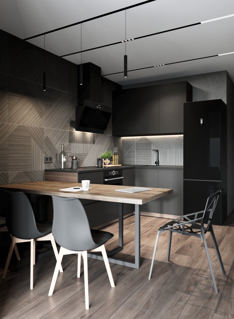 Кухня в студии в мужском стиле