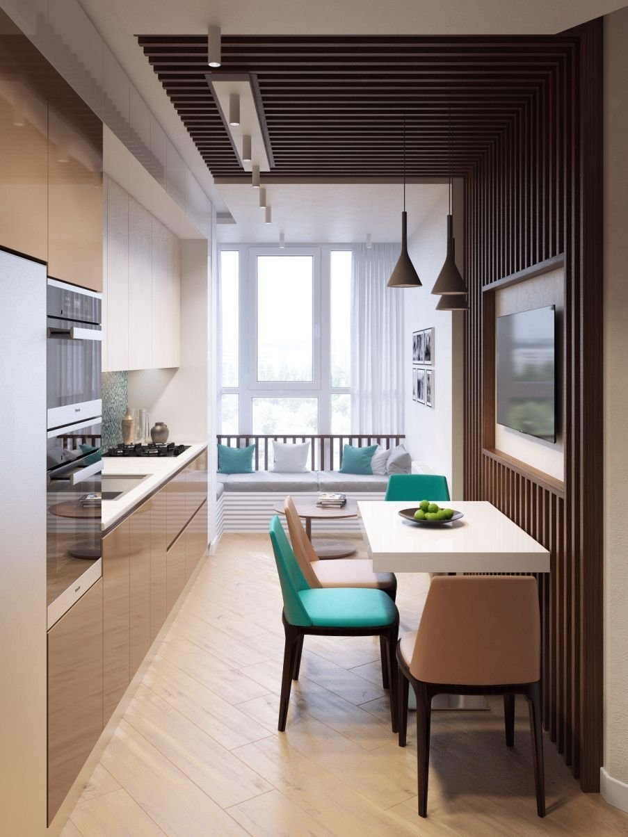Дизайн маленькой кухни с балконом (59 фото)