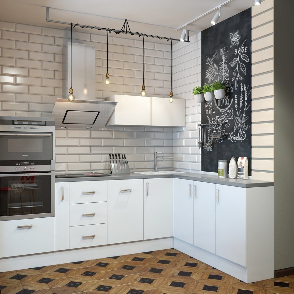 Белый кухонный гарнитур в скандинавском стиле