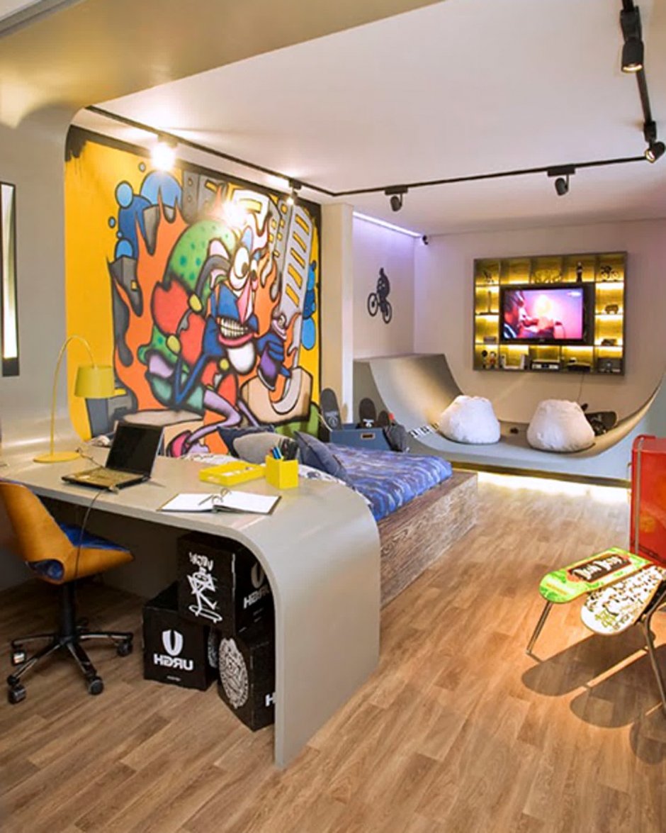 Необычный интерьер подростковой комнаты