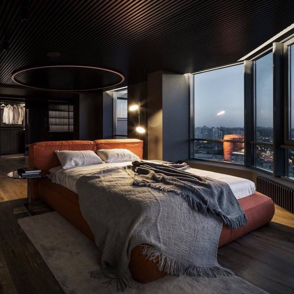 Спальня в темных тонах