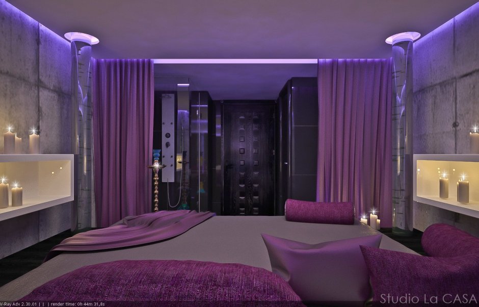 Фиолетовый в комнате для релаксации