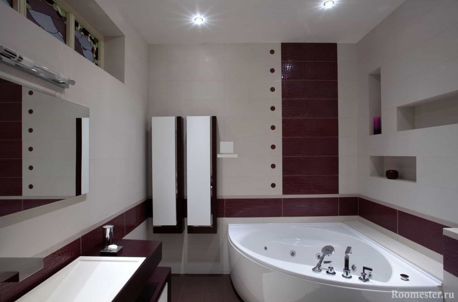 Ванная комната в современном стиле с угловой ванной