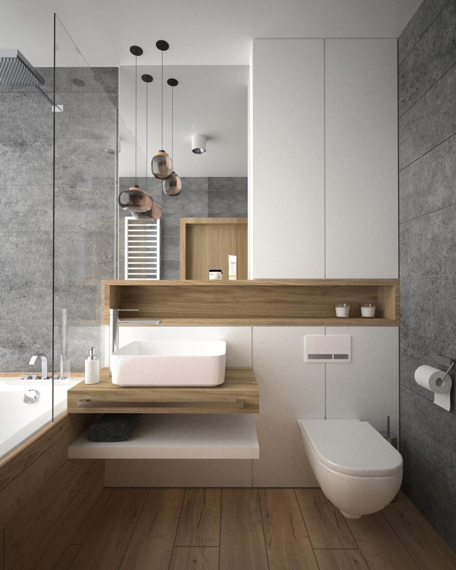 Дизайн проекты маленьких ванных комнат (56 фото)