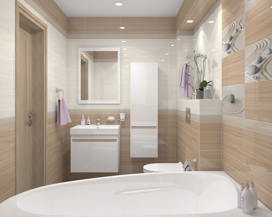 Нежный дизайн ванных комнат (59 фото)