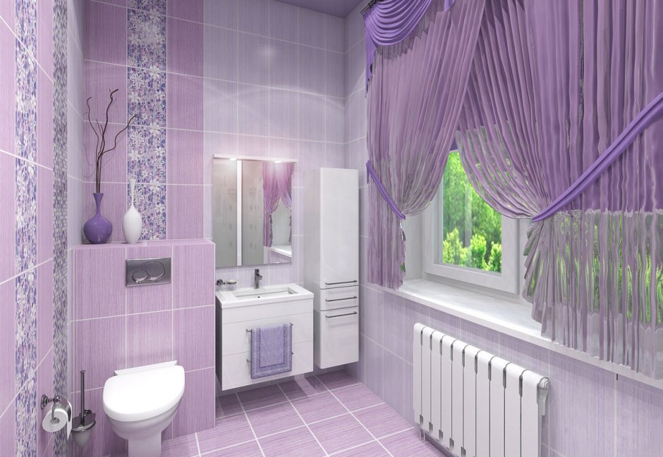 Ванная комната в сиреневом цвете