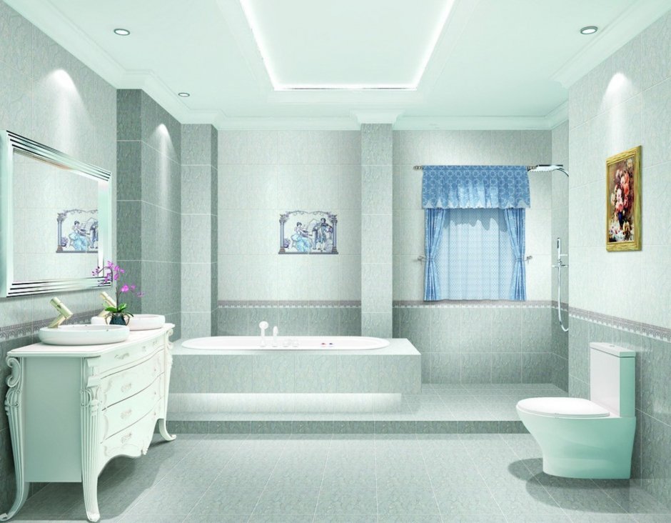 Ванная комната в пастельных тонах