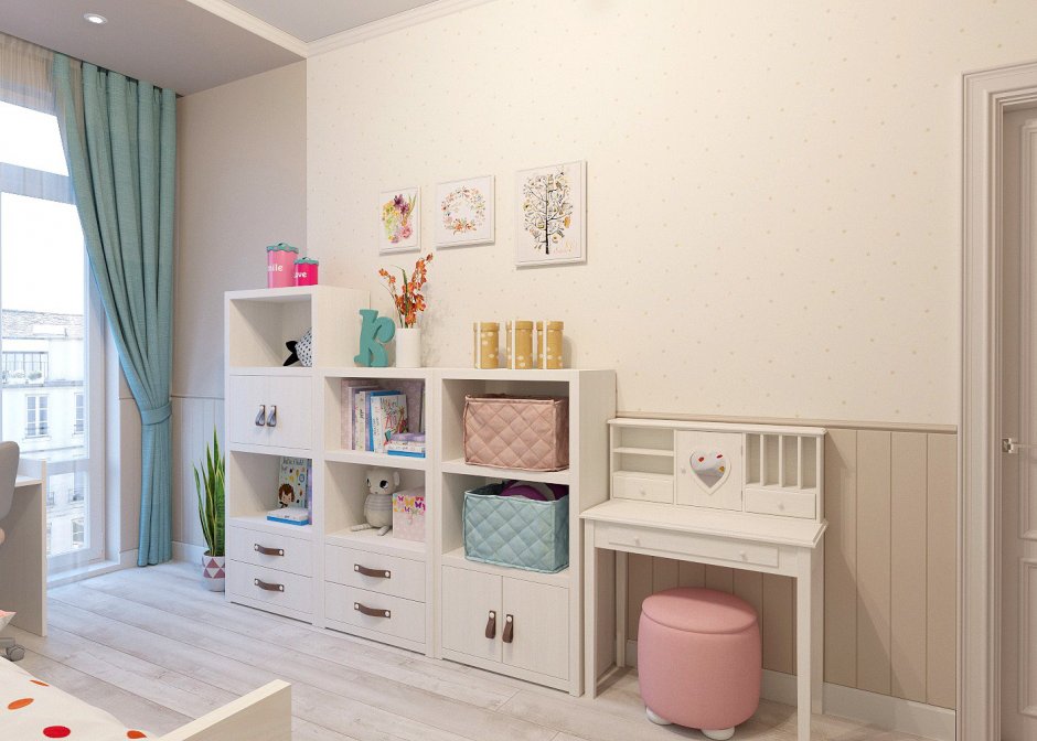 Интерьер детской комнаты в пастельных тонах