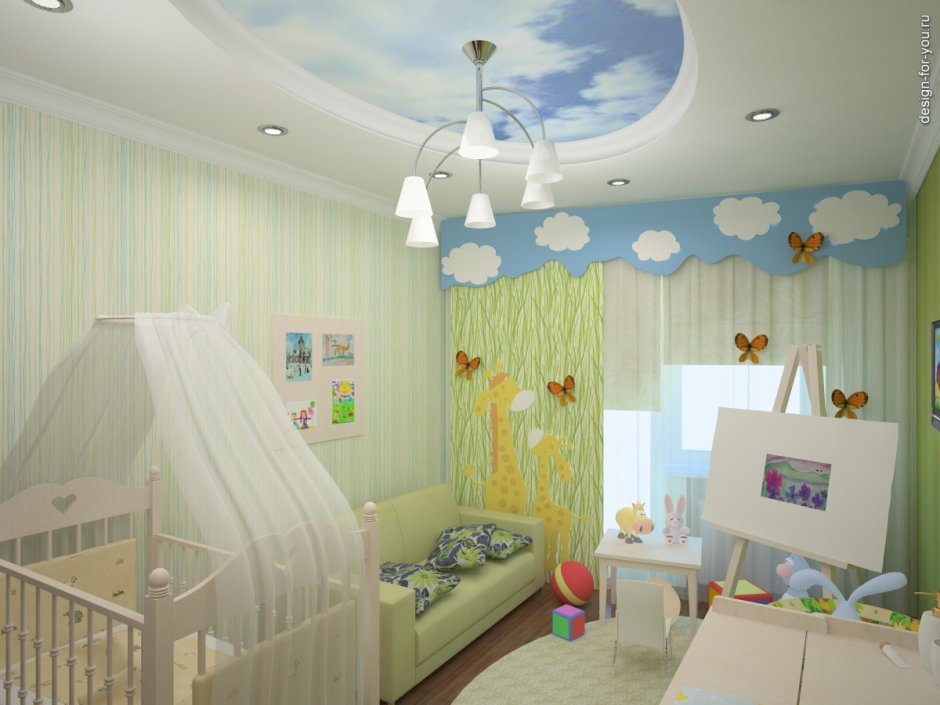 Потолок в детской для новорожденного