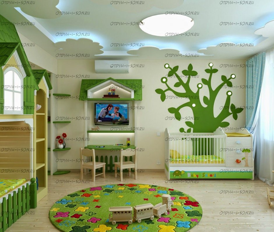 Игровые интерьеры для детских комнат (59 фото)