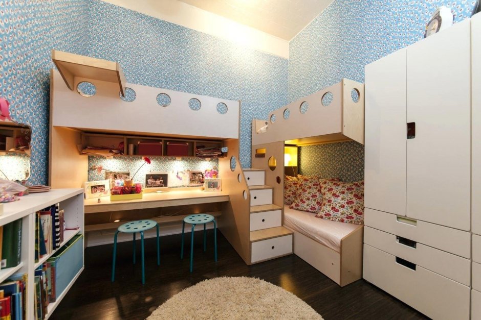 Практичный дизайн комнат для разнополых детей (58 фото)