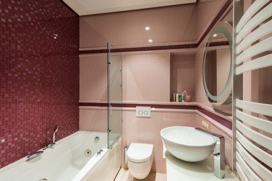 Ванная комната розово-коричневая