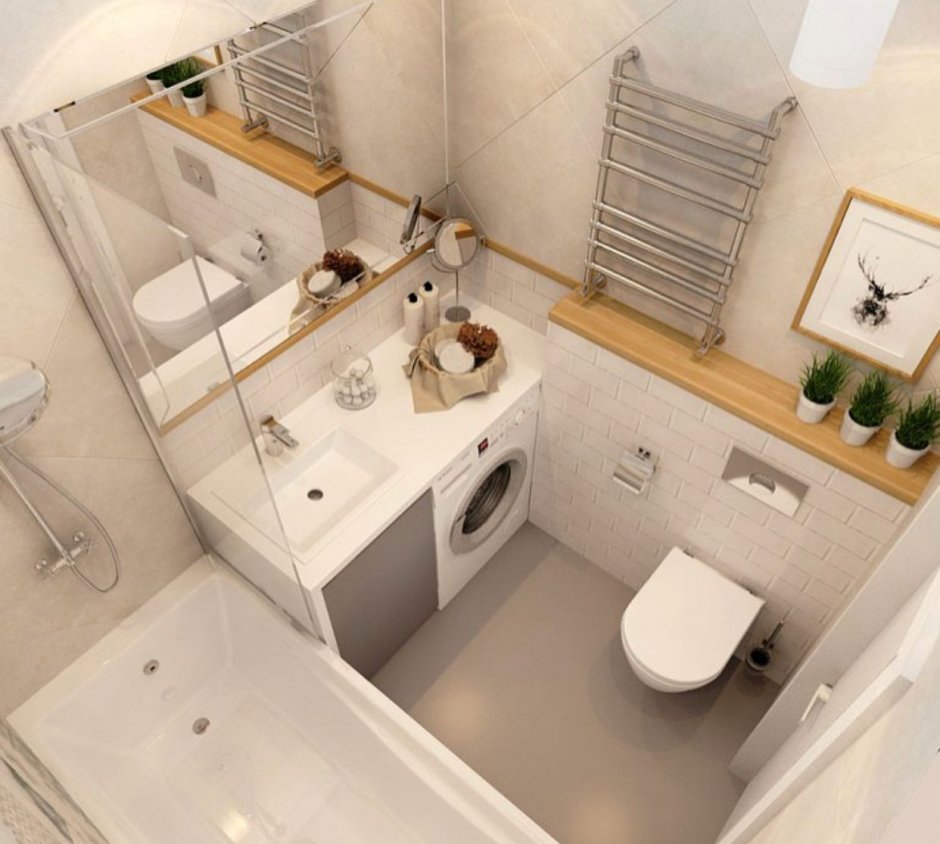 Дизайн маленькой ванны с туалетом 2м2