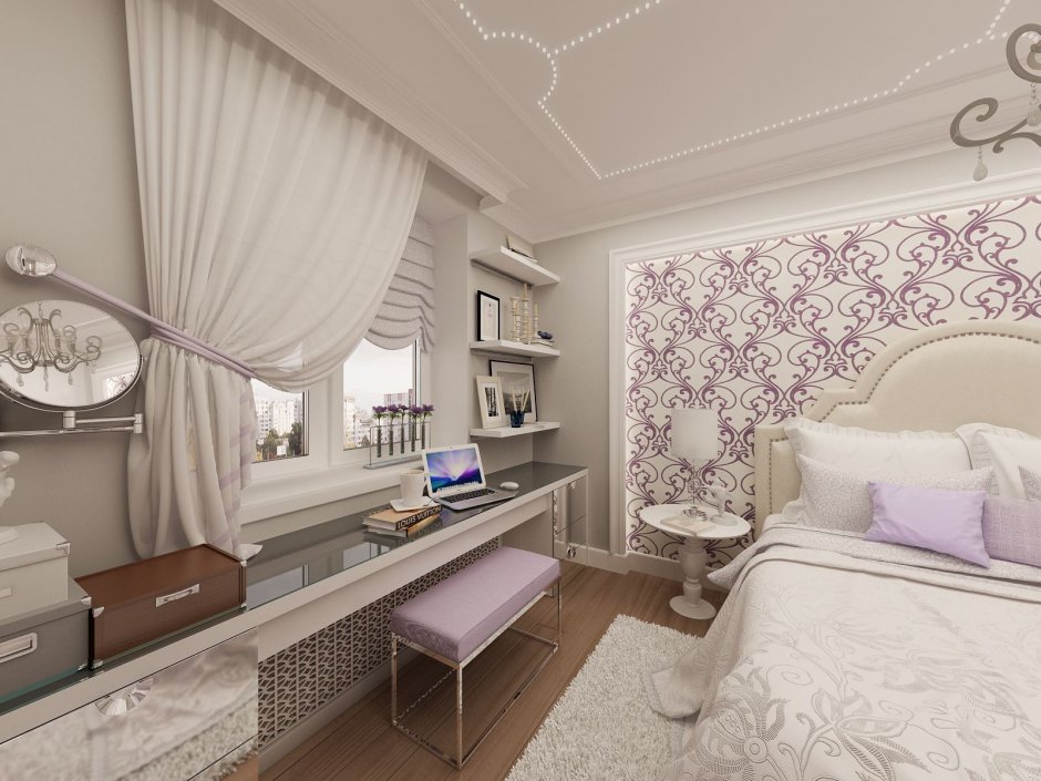 Спальня для девушки подростка в современном стиле с балконом