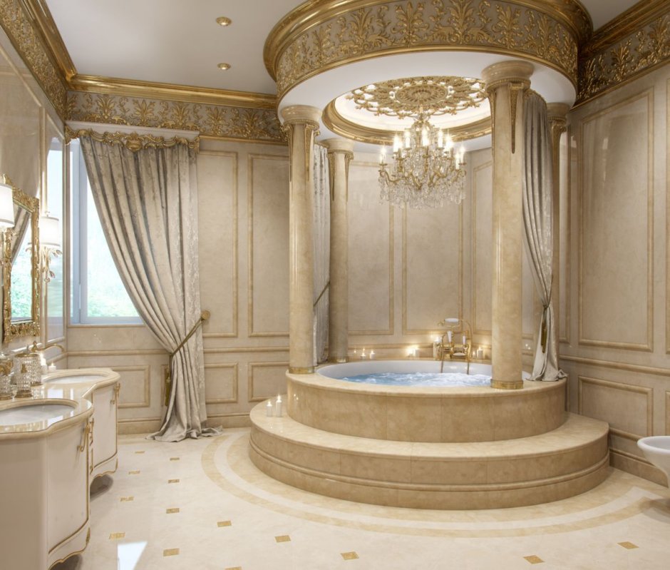 Роскошный интерьер ванной комнаты
