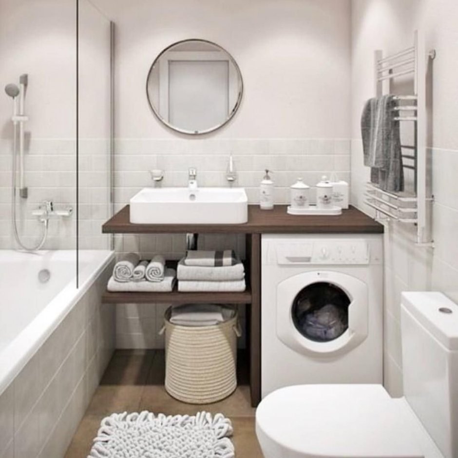 Красивые ванные комнаты со стиральными машинами (59 фото)