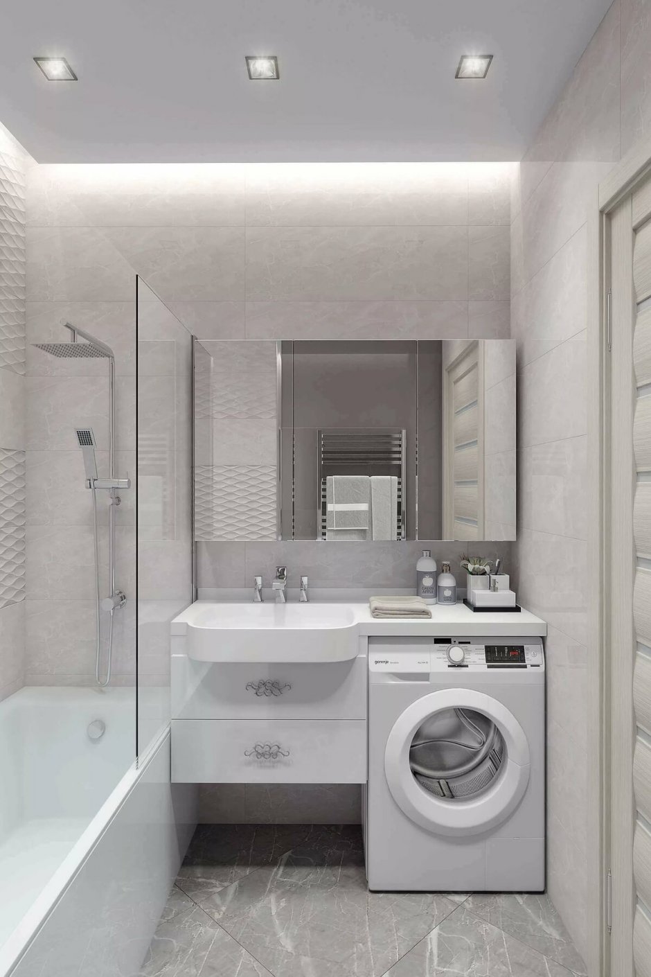 Ванная комната 2 кв.м со стиральной машиной