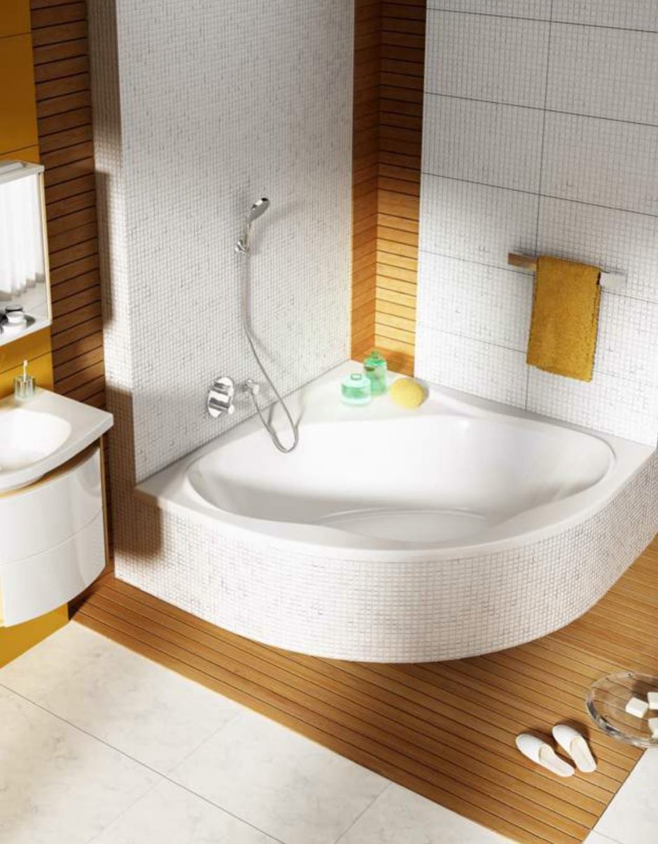 Дизайн ванных комнат с ассиметричными ваннами (54 фото)