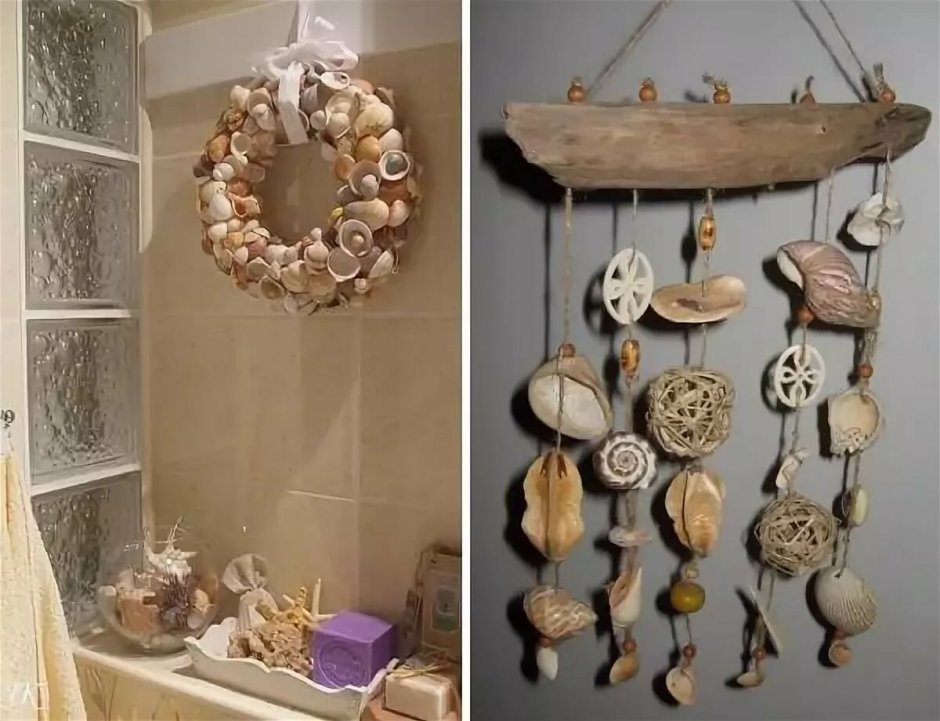 Декор из ракушек для ванной