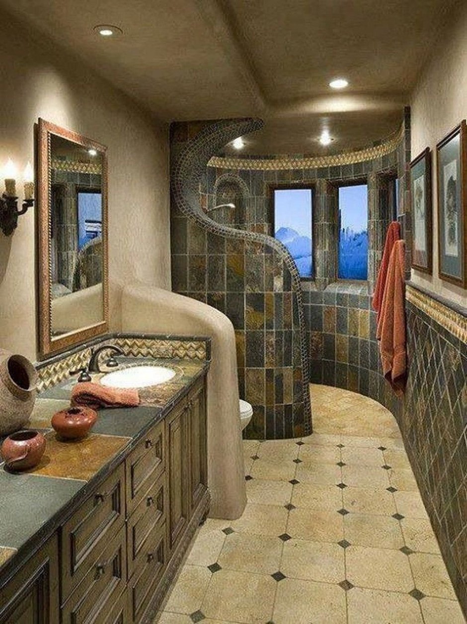 Необычный интерьер ванной комнаты