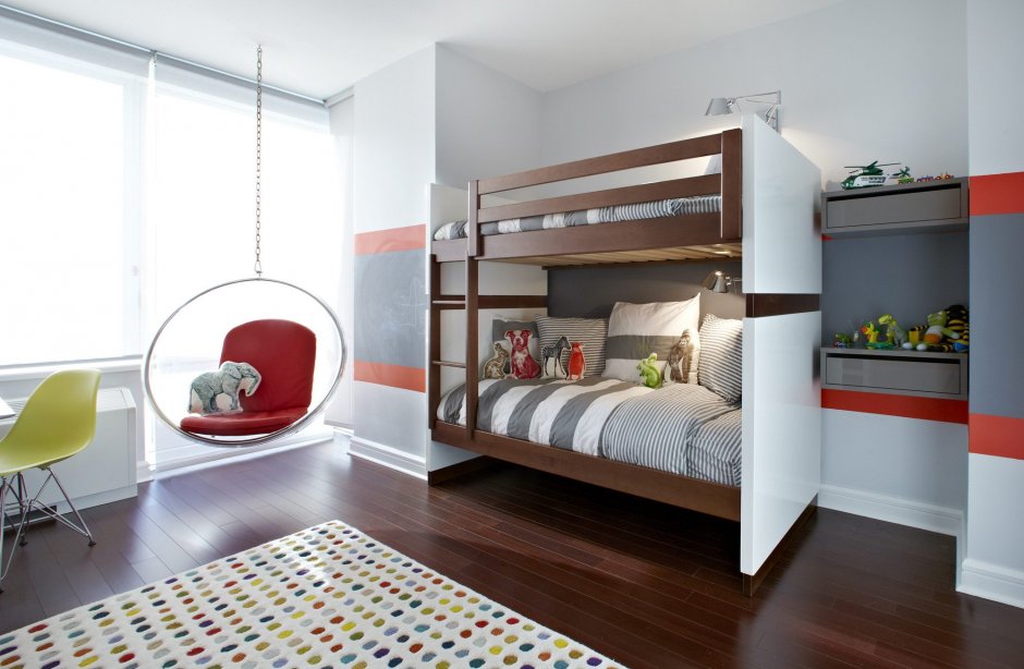 Интерьер комнаты с двухъярусной кроватью