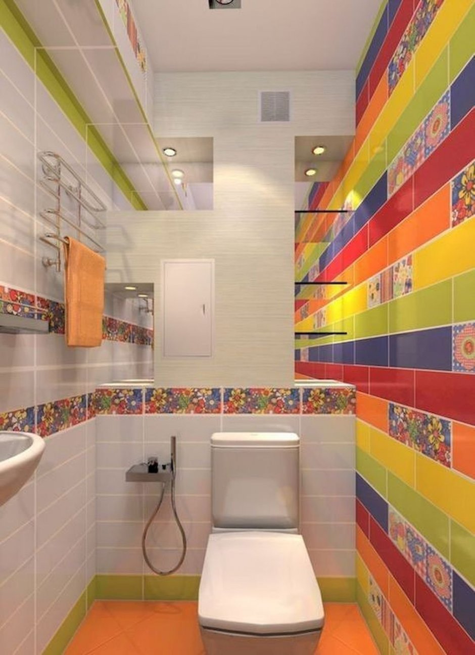 Цветнопя плитка в ванной