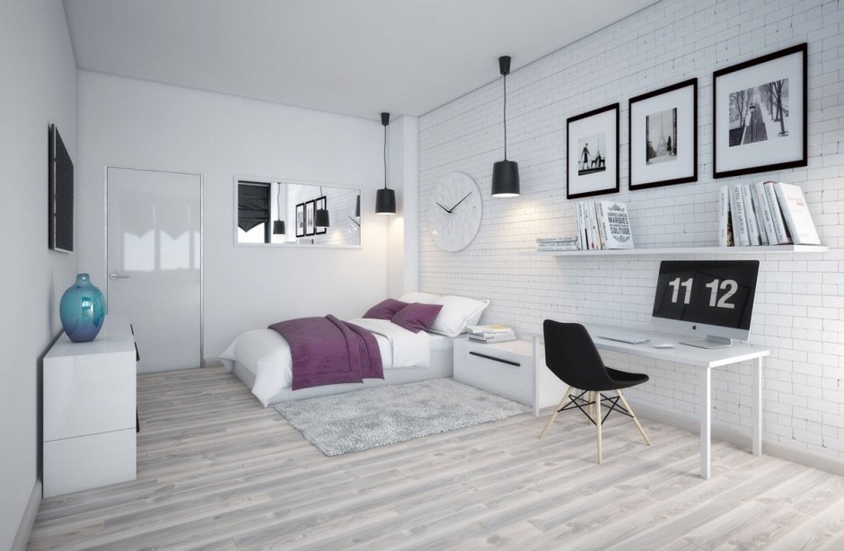 Белая комната в скандинавском стиле