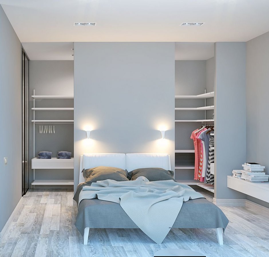Дизайн спален с гардеробной комнатой (60 фото)