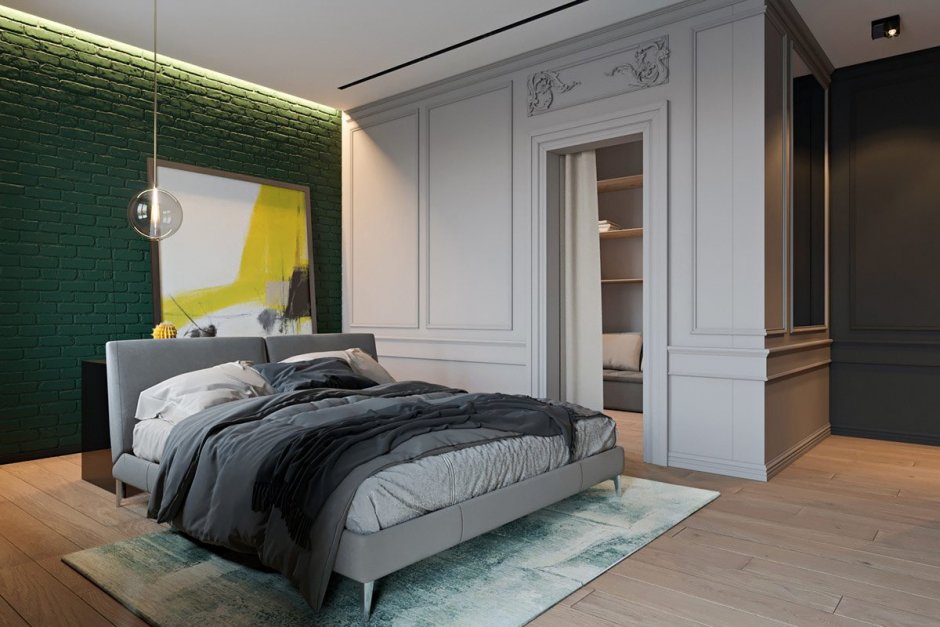 Спальня с гардеробом в современном стиле