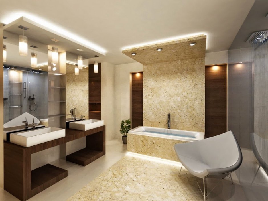 Современный потолок в ванной