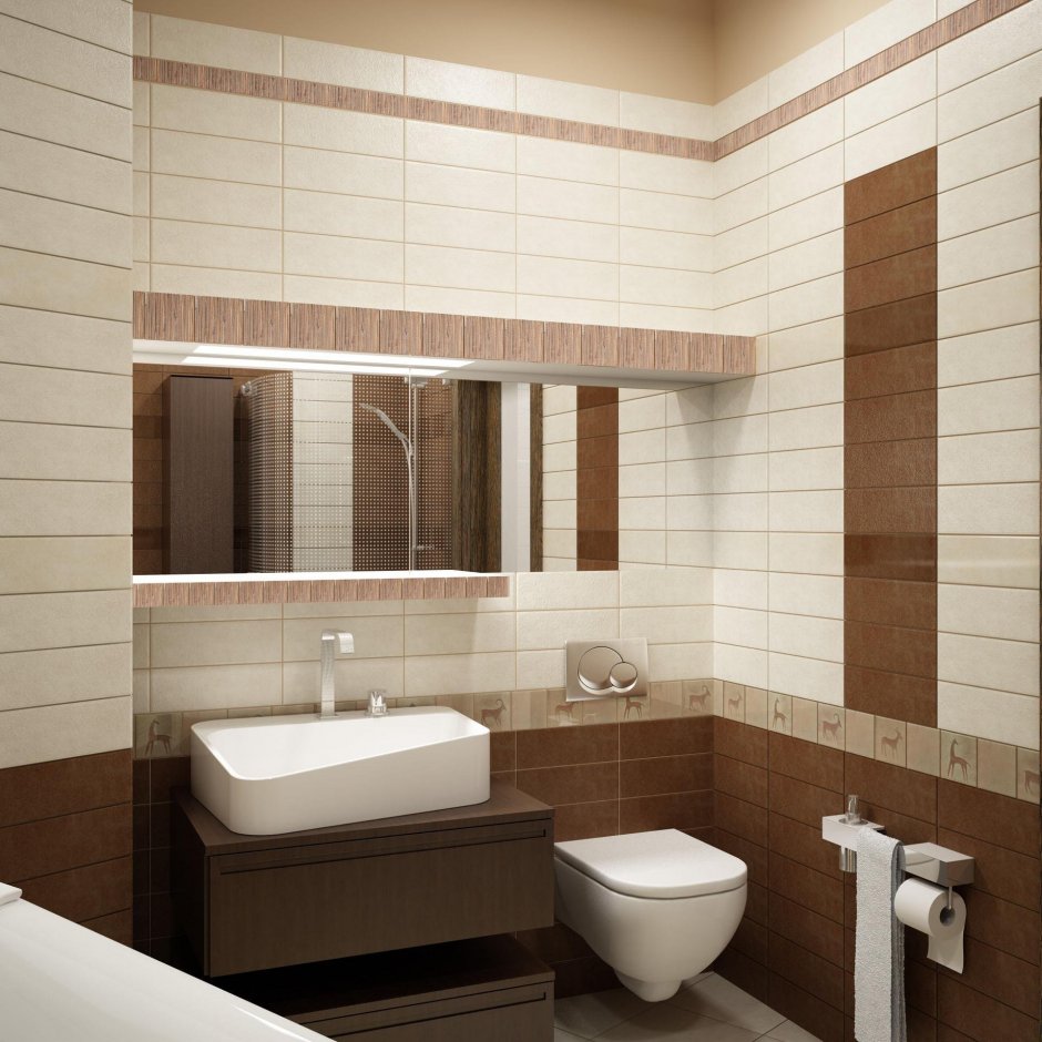 Ванные комнаты в коричнево бежевых тонах