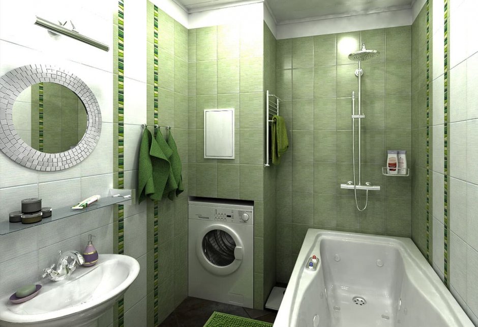 Ванная комната в зеленых тонах