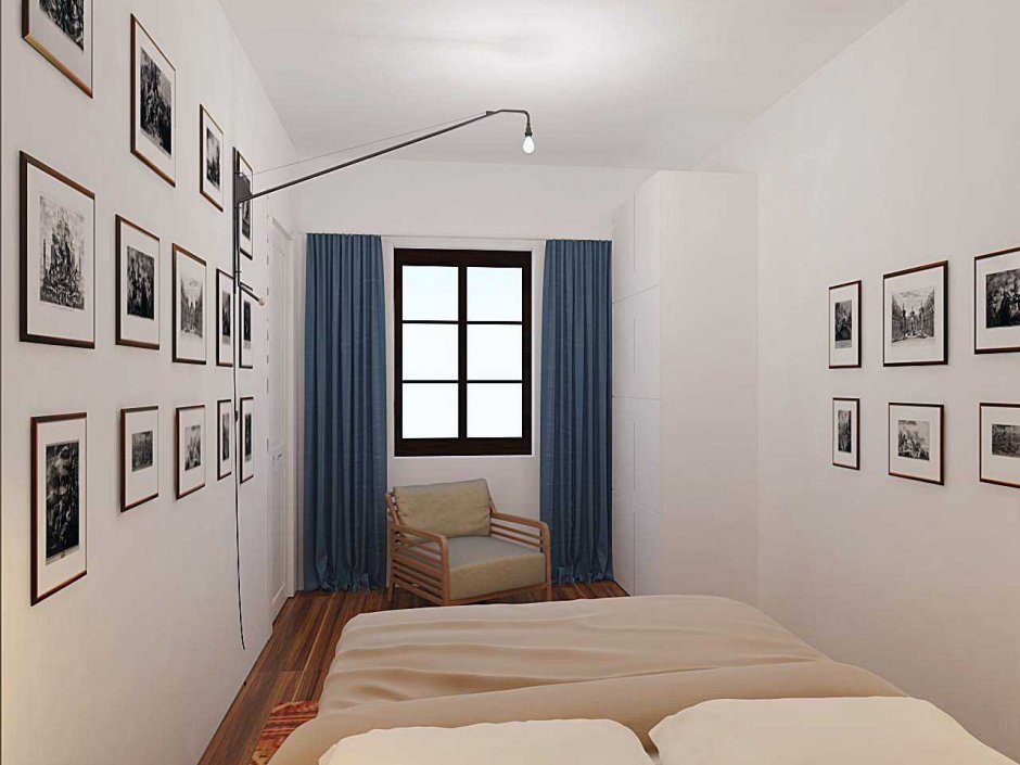 Маленькая спальня без окон в скандинавском стиле