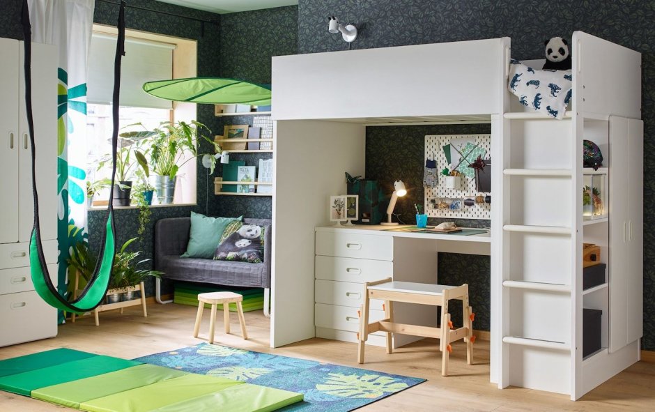 Двухъярусная кровать чердак ikea СТУВА
