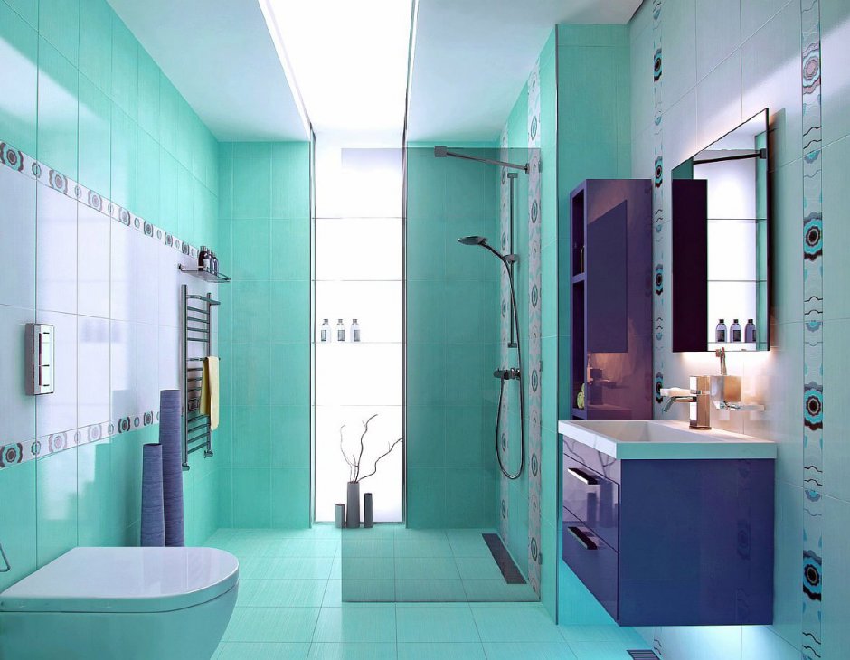Ванная комната плитка бирюзового цвета