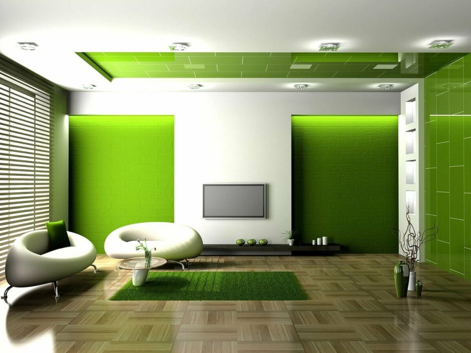 Зеленые цвета в интерьере квартиры