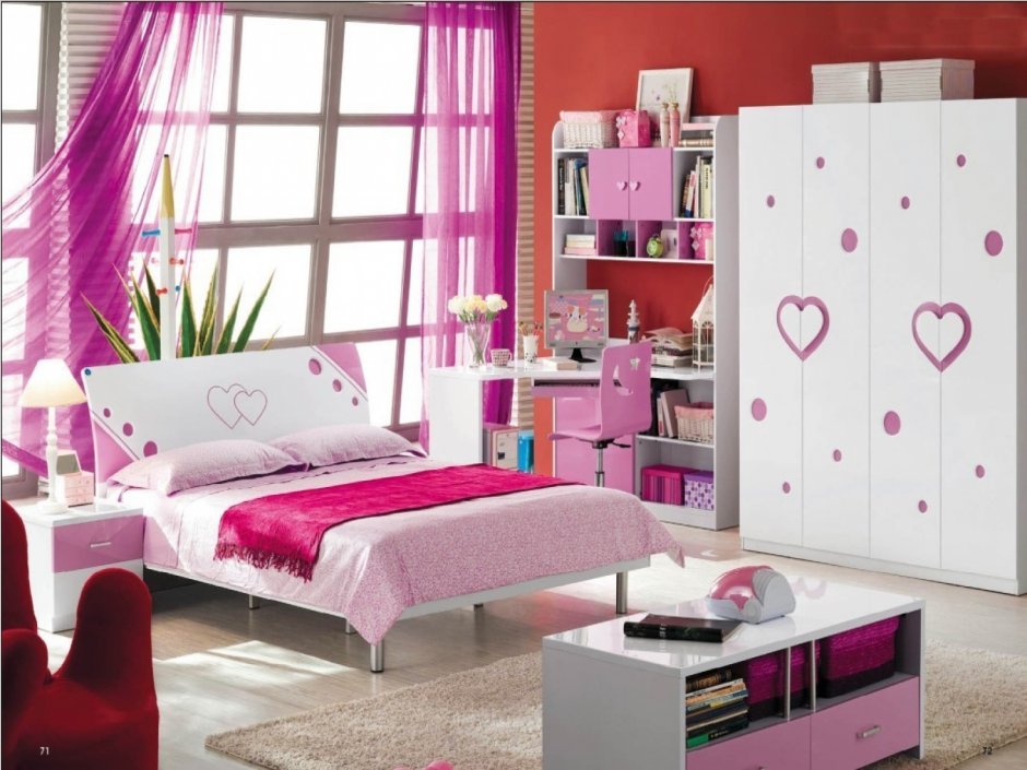 Мебель для девочки в комнату розовая