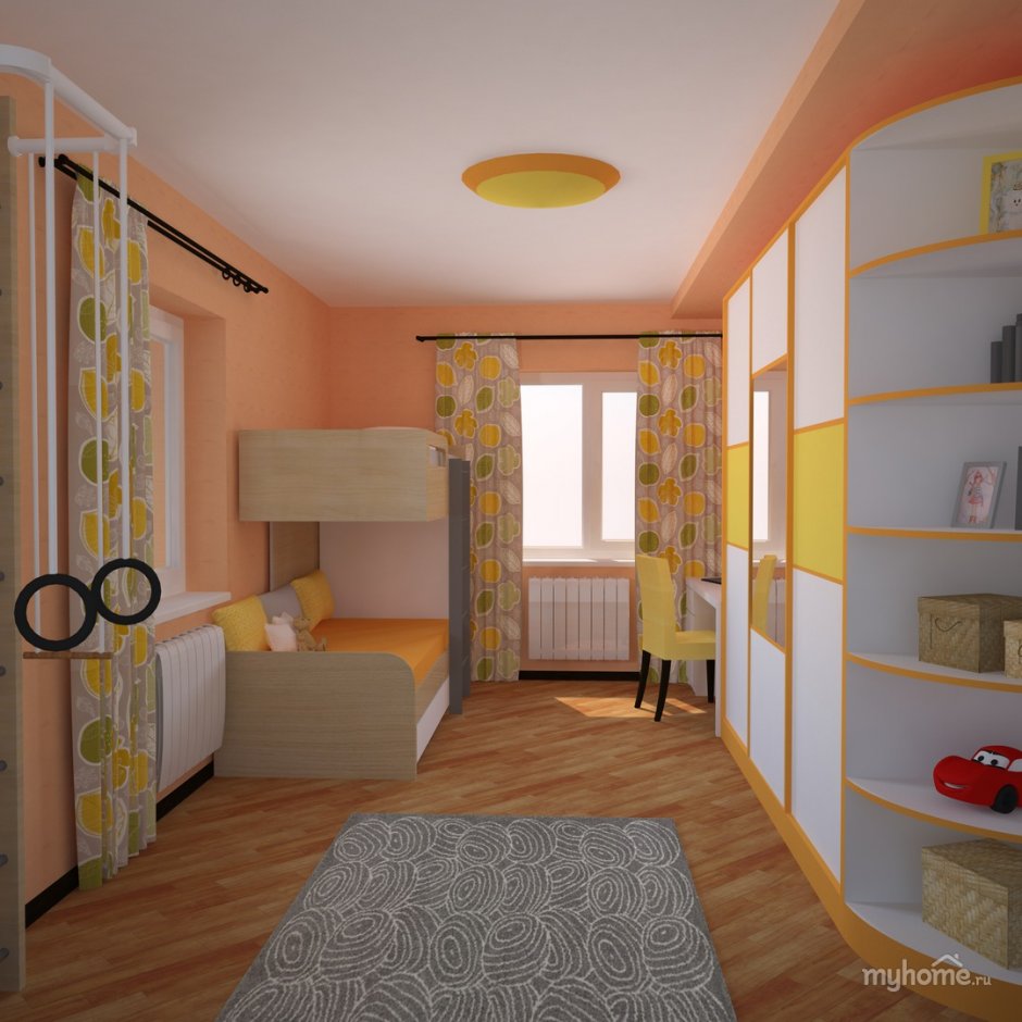 Дизайн детской комнаты в теплых тонах