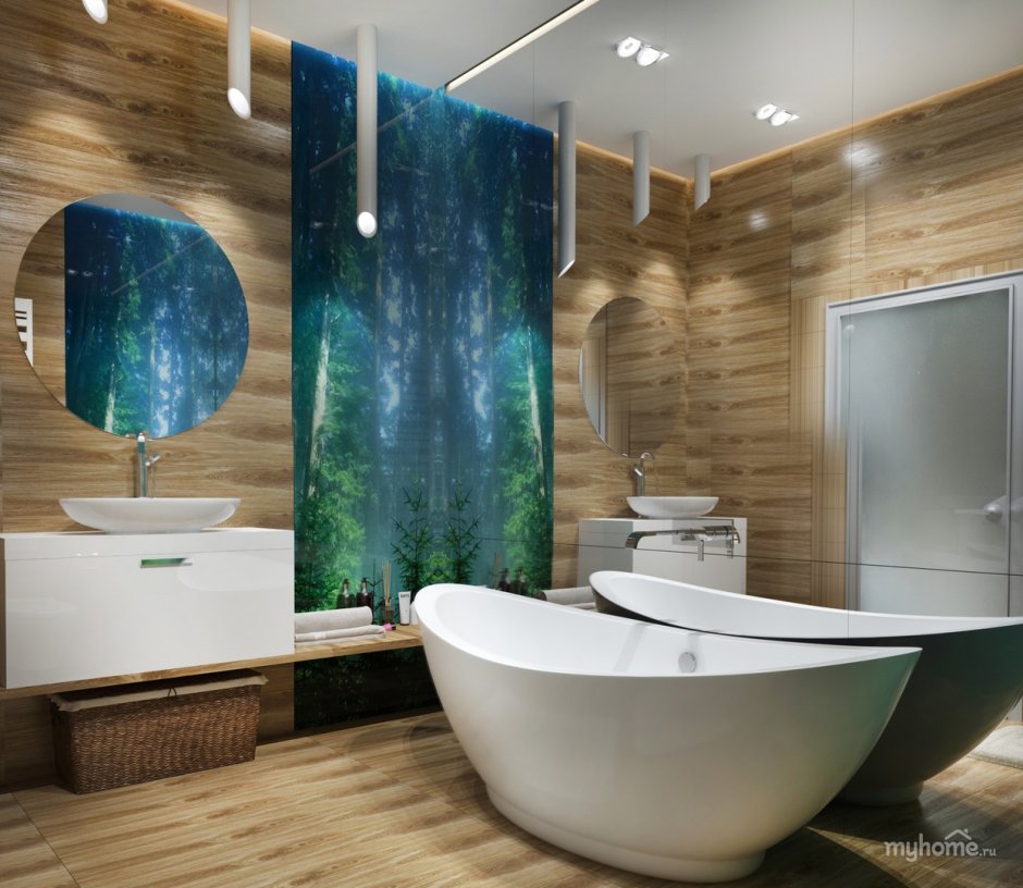 Плитка для ванной комнаты в стиле природы